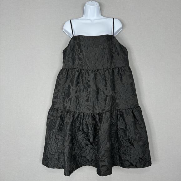 J. Crew Dresses & Skirts - J.Crew Womens Dress 16 Black Jacquard Floral Tiered Cocktail Evening Romantic